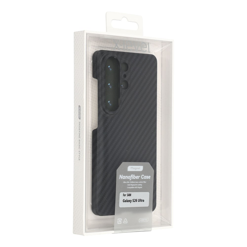 X-LEVEL For Samsung Galaxy S26 Ultra Magnetic Case Carbon Fiber Texture Ultra-Thin PC Hard Phone Cover