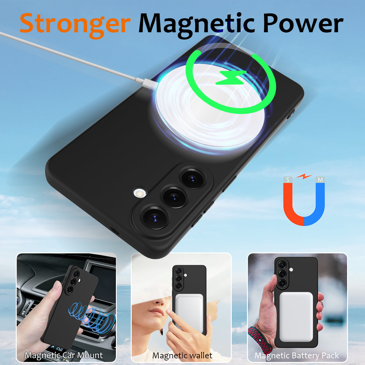 For Samsung Galaxy S26+ Magnetic Case Anti-Drop Liquid Silicone Phone Cover