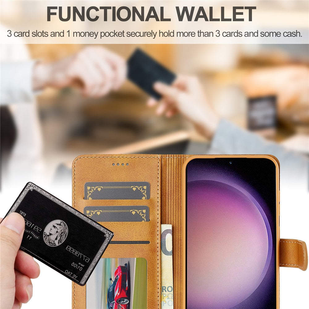 LC.IMEEKE For Samsung Galaxy S26+ Case Wallet Calf Texture Leather Phone Cover