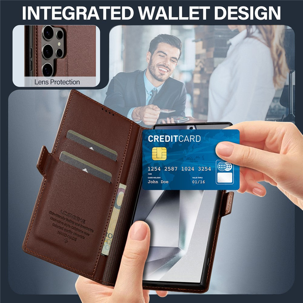 LC.IMEEKE L1 Series for Samsung Galaxy S26 Ultra Case PU Leather Wallet Stand Protective Phone Cover
