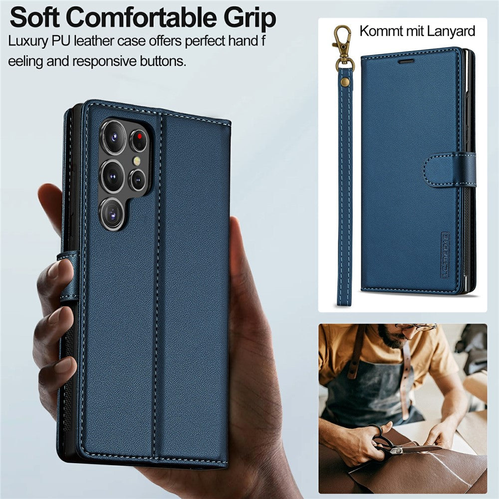 LC.IMEEKE L2 Series for Samsung Galaxy S26 Ultra Case PU Leather Wallet Detachable Magnetic Phone Cover