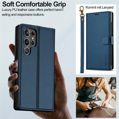 LC.IMEEKE L2 Series for Samsung Galaxy S26 Ultra Case PU Leather Wallet Detachable Magnetic Phone Cover