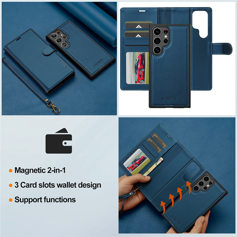 LC.IMEEKE L2 Series for Samsung Galaxy S26 Ultra Case PU Leather Wallet Detachable Magnetic Phone Cover