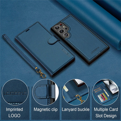 LC.IMEEKE L2 Series for Samsung Galaxy S26 Ultra Case PU Leather Wallet Detachable Magnetic Phone Cover
