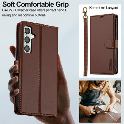 LC.IMEEKE L2 Series for Samsung Galaxy S26+ Case PU Leather Wallet Detachable Magnetic Phone Cover