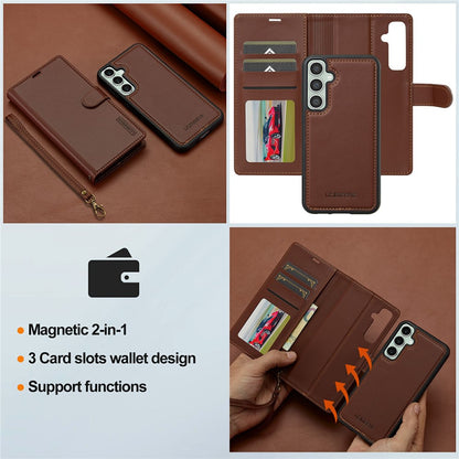 LC.IMEEKE L2 Series for Samsung Galaxy S26+ Case PU Leather Wallet Detachable Magnetic Phone Cover