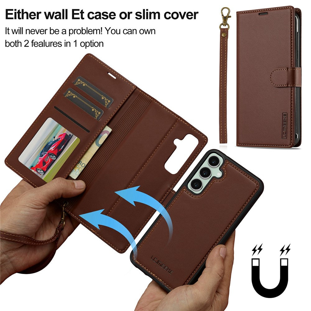 LC.IMEEKE L2 Series for Samsung Galaxy S26+ Case PU Leather Wallet Detachable Magnetic Phone Cover
