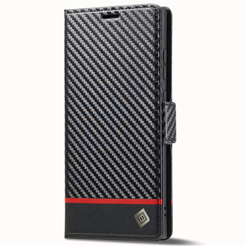 LC.IMEEKE For Samsung Galaxy S26 Ultra Wallet Case Carbon Fiber Texture Leather Phone Cover