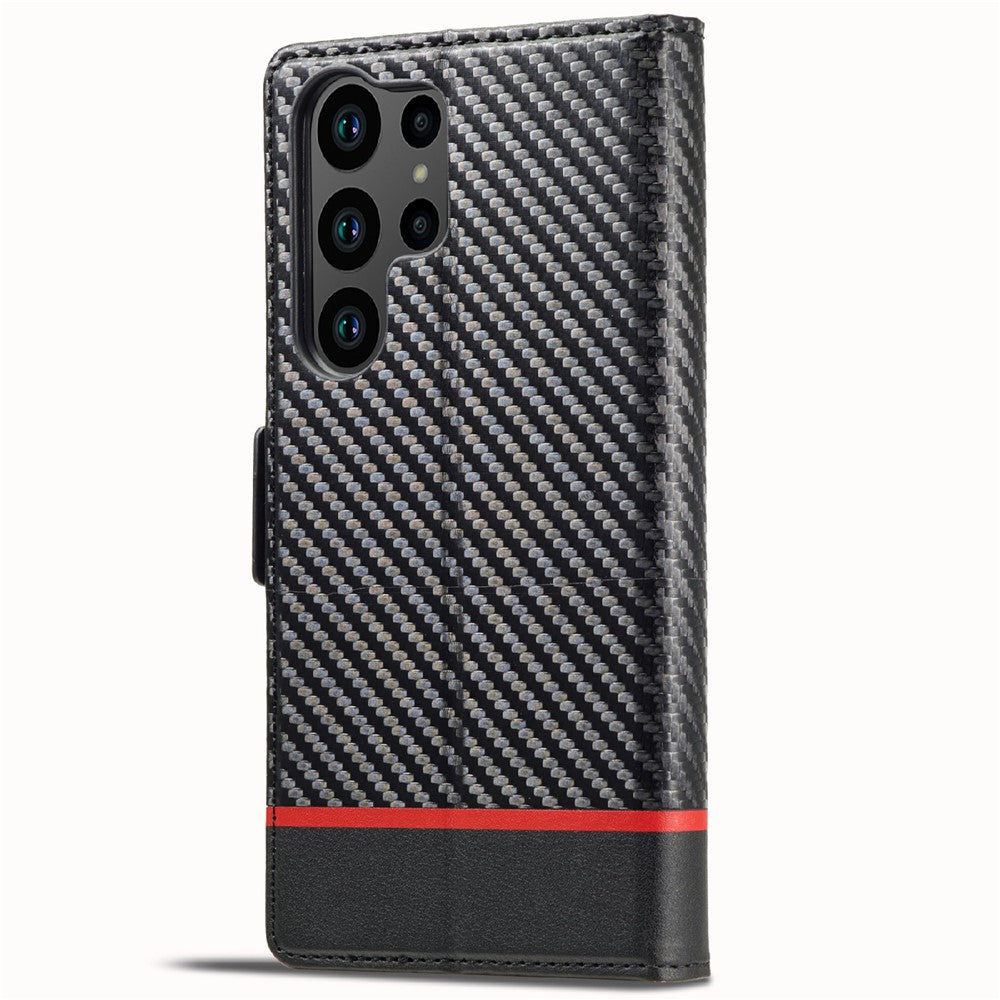 LC.IMEEKE For Samsung Galaxy S26 Ultra Wallet Case Carbon Fiber Texture Leather Phone Cover