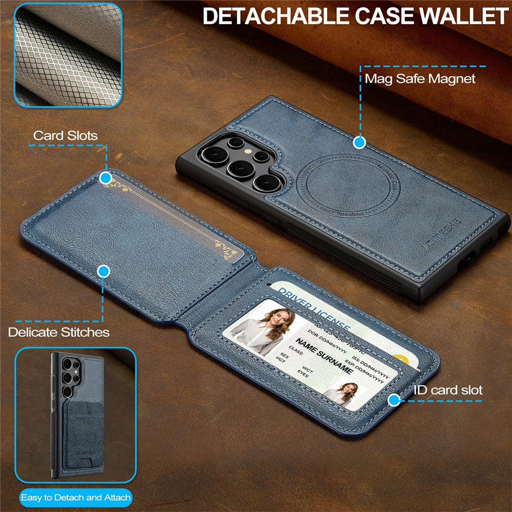 LC.IMEEKE L3 For Samsung Galaxy S26 Ultra Magnetic Case Detachable Card Holder Leather TPU Mobile Cover