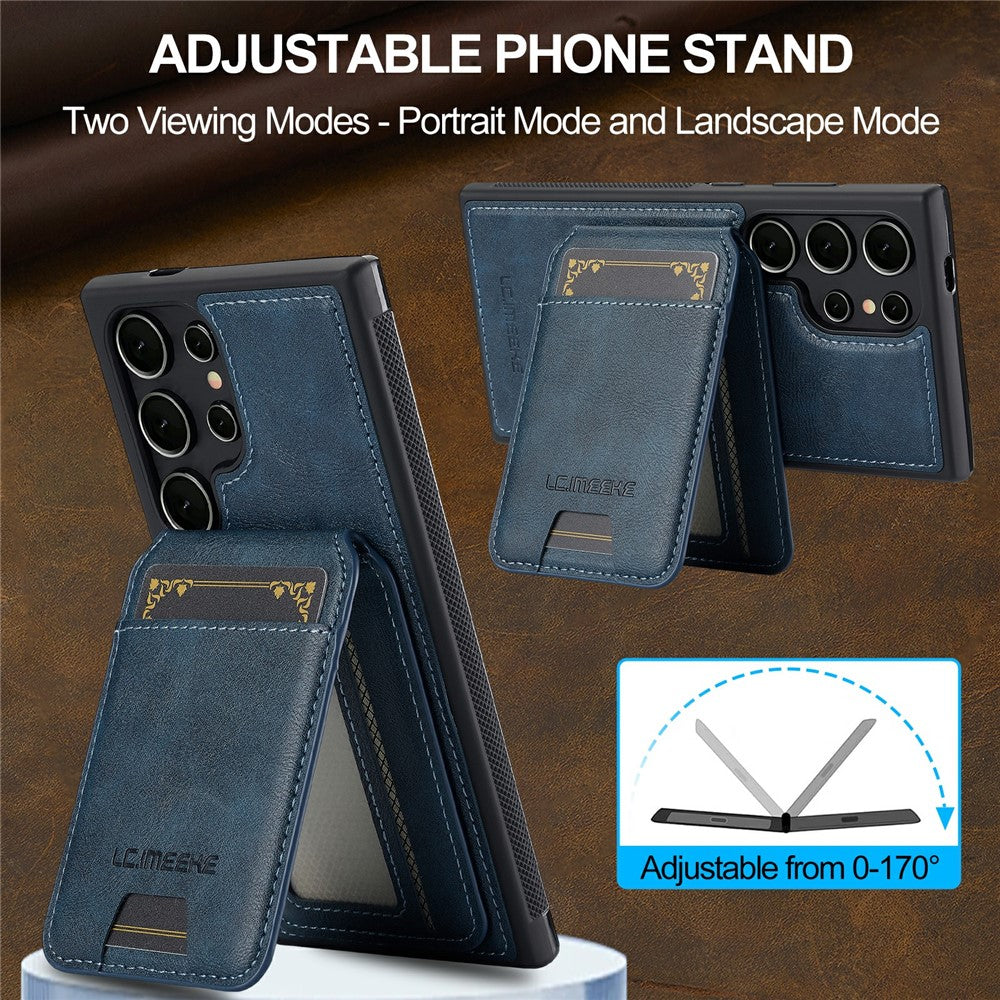 LC.IMEEKE L3 For Samsung Galaxy S26 Ultra Magnetic Case Detachable Card Holder Leather TPU Mobile Cover