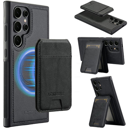 LC.IMEEKE L3 For Samsung Galaxy S26 Ultra Magnetic Case Detachable Card Holder Leather TPU Mobile Cover