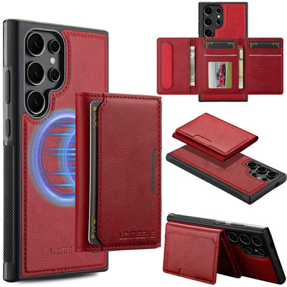 LC.IMEEKE L5 For Samsung Galaxy S26 Ultra Magnetic Phone Case Leather Back Cover with Detachable Card Holder