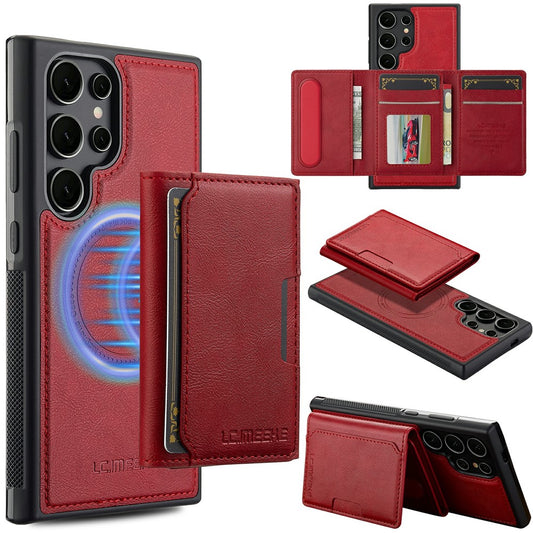 LC.IMEEKE L5 For Samsung Galaxy S26 Ultra Magnetic Phone Case Leather Back Cover with Detachable Card Holder