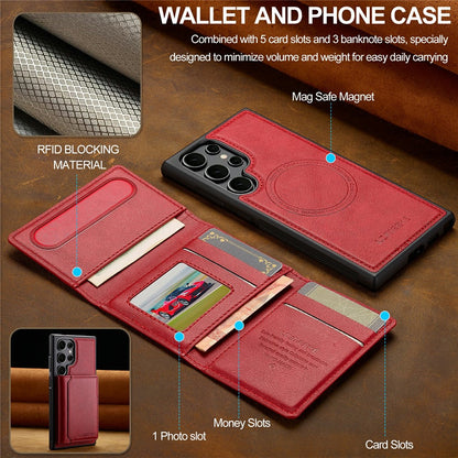 LC.IMEEKE L5 For Samsung Galaxy S26 Ultra Magnetic Phone Case Leather Back Cover with Detachable Card Holder