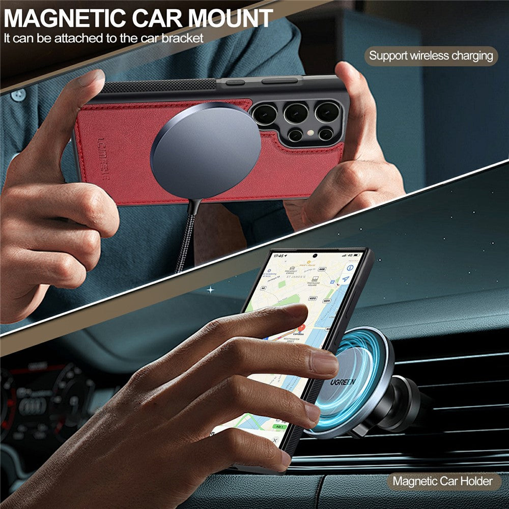 LC.IMEEKE L5 For Samsung Galaxy S26 Ultra Magnetic Phone Case Leather Back Cover with Detachable Card Holder