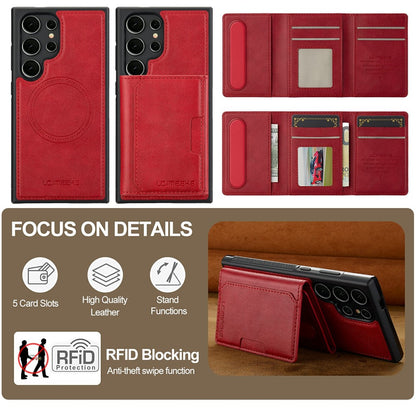 LC.IMEEKE L5 For Samsung Galaxy S26 Ultra Magnetic Phone Case Leather Back Cover with Detachable Card Holder
