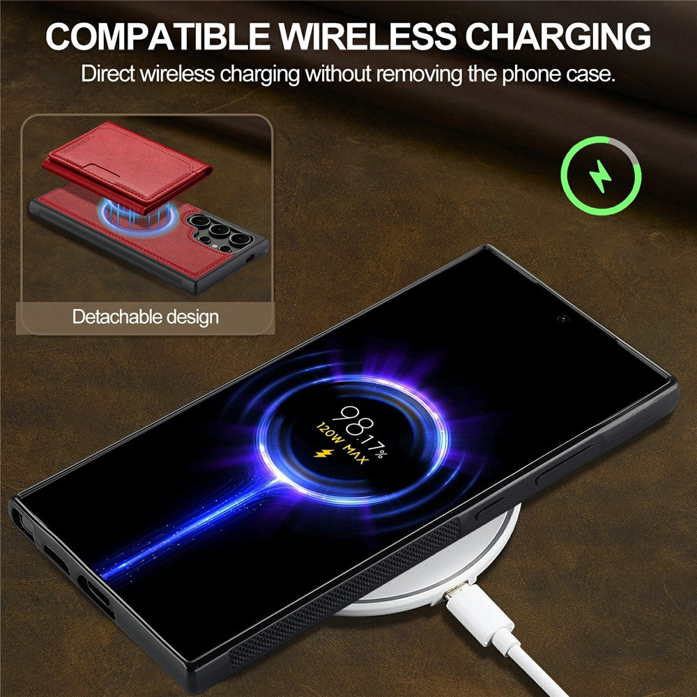 LC.IMEEKE L5 For Samsung Galaxy S26 Ultra Magnetic Phone Case Leather Back Cover with Detachable Card Holder