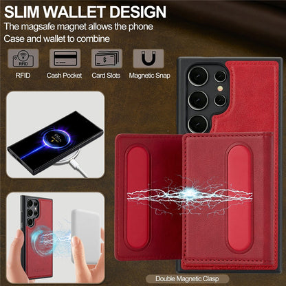 LC.IMEEKE L5 For Samsung Galaxy S26 Ultra Magnetic Phone Case Leather Back Cover with Detachable Card Holder