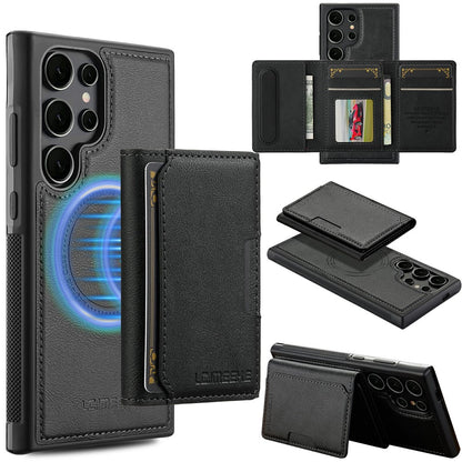 LC.IMEEKE L5 For Samsung Galaxy S26 Ultra Magnetic Phone Case Leather Back Cover with Detachable Card Holder
