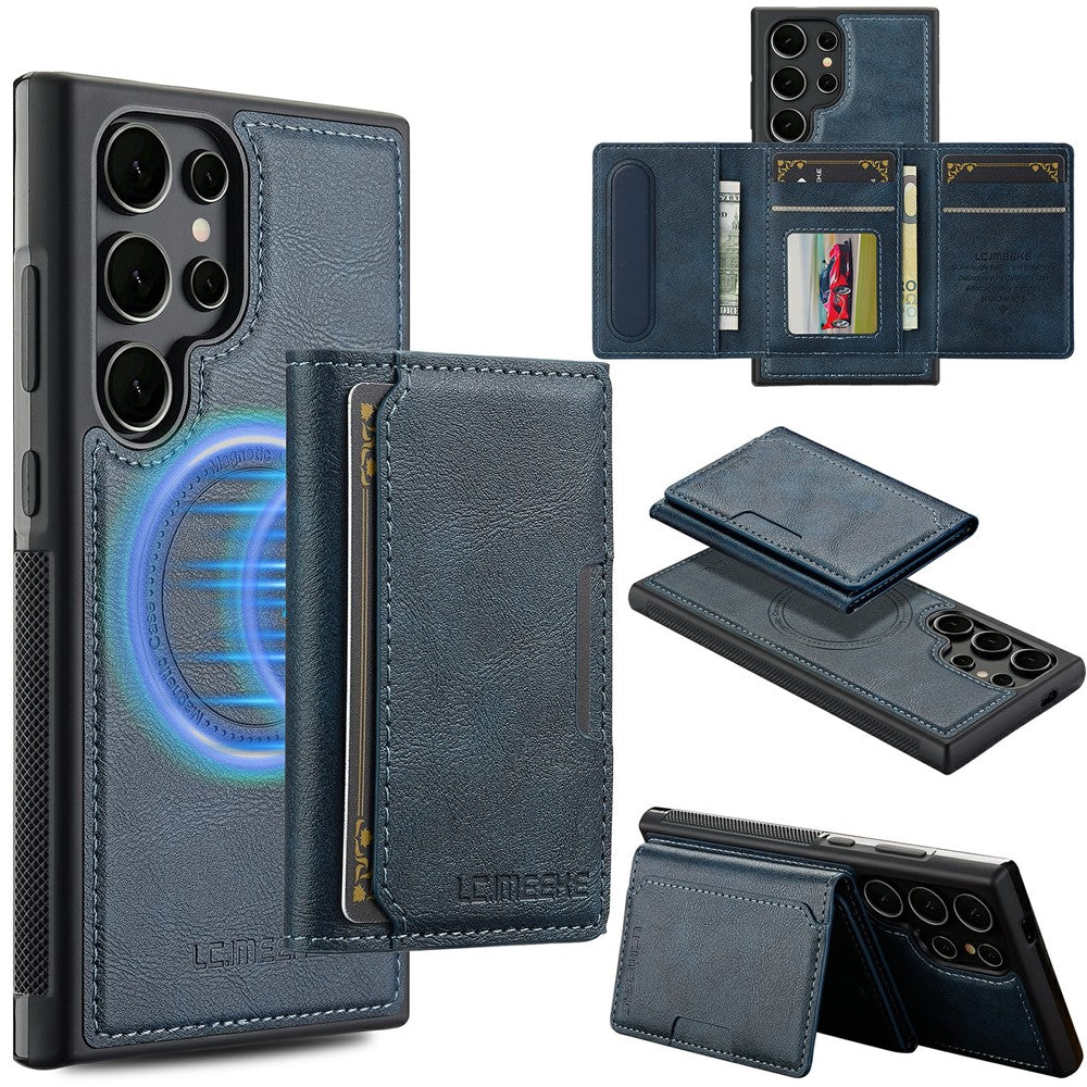 LC.IMEEKE L5 For Samsung Galaxy S26 Ultra Magnetic Phone Case Leather Back Cover with Detachable Card Holder