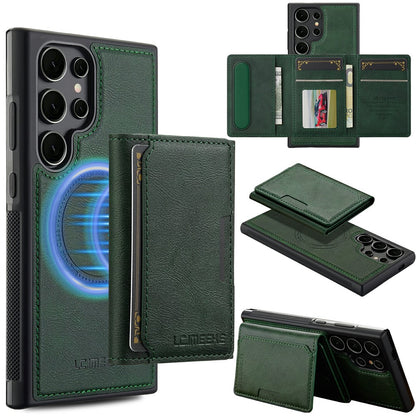 LC.IMEEKE L5 For Samsung Galaxy S26 Ultra Magnetic Phone Case Leather Back Cover with Detachable Card Holder