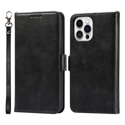 For iPhone 14 Pro Max Anti-scratch Phone Case Retro Wallet Stand Magnetic Clasp Drop Proof Flip Leather Phone Cover with Strap