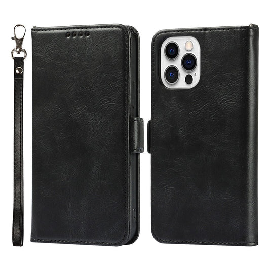 For iPhone 14 Pro Max Anti-scratch Phone Case Retro Wallet Stand Magnetic Clasp Drop Proof Flip Leather Phone Cover with Strap