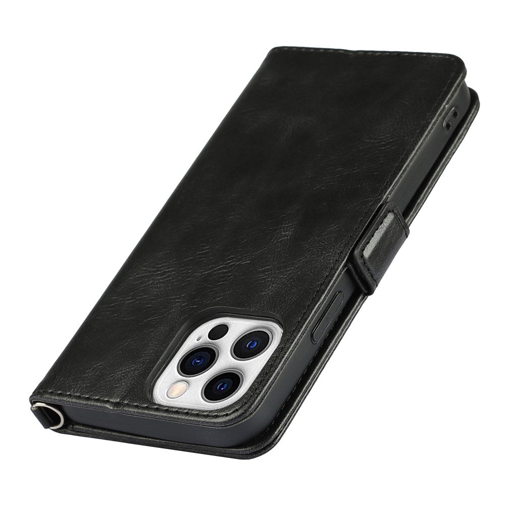 For iPhone 14 Pro Max Anti-scratch Phone Case Retro Wallet Stand Magnetic Clasp Drop Proof Flip Leather Phone Cover with Strap
