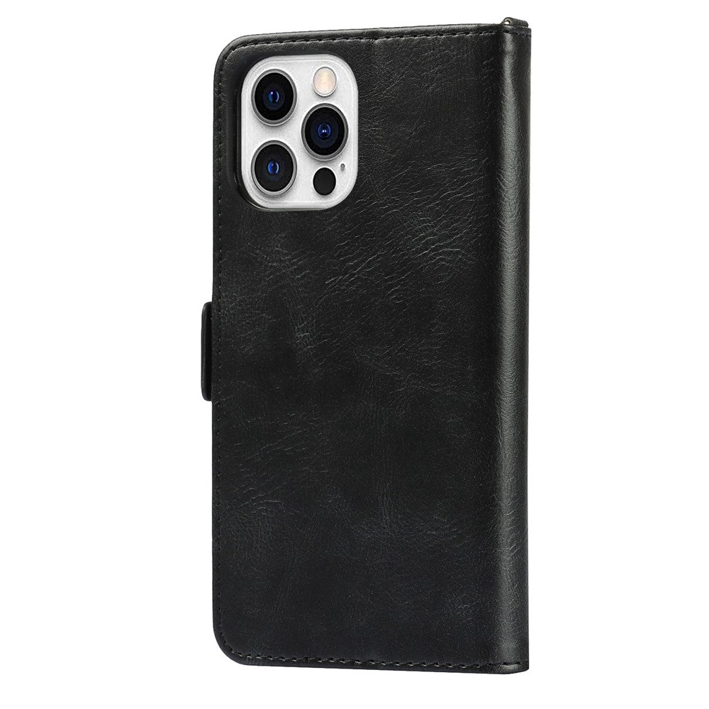 For iPhone 14 Pro Max Anti-scratch Phone Case Retro Wallet Stand Magnetic Clasp Drop Proof Flip Leather Phone Cover with Strap