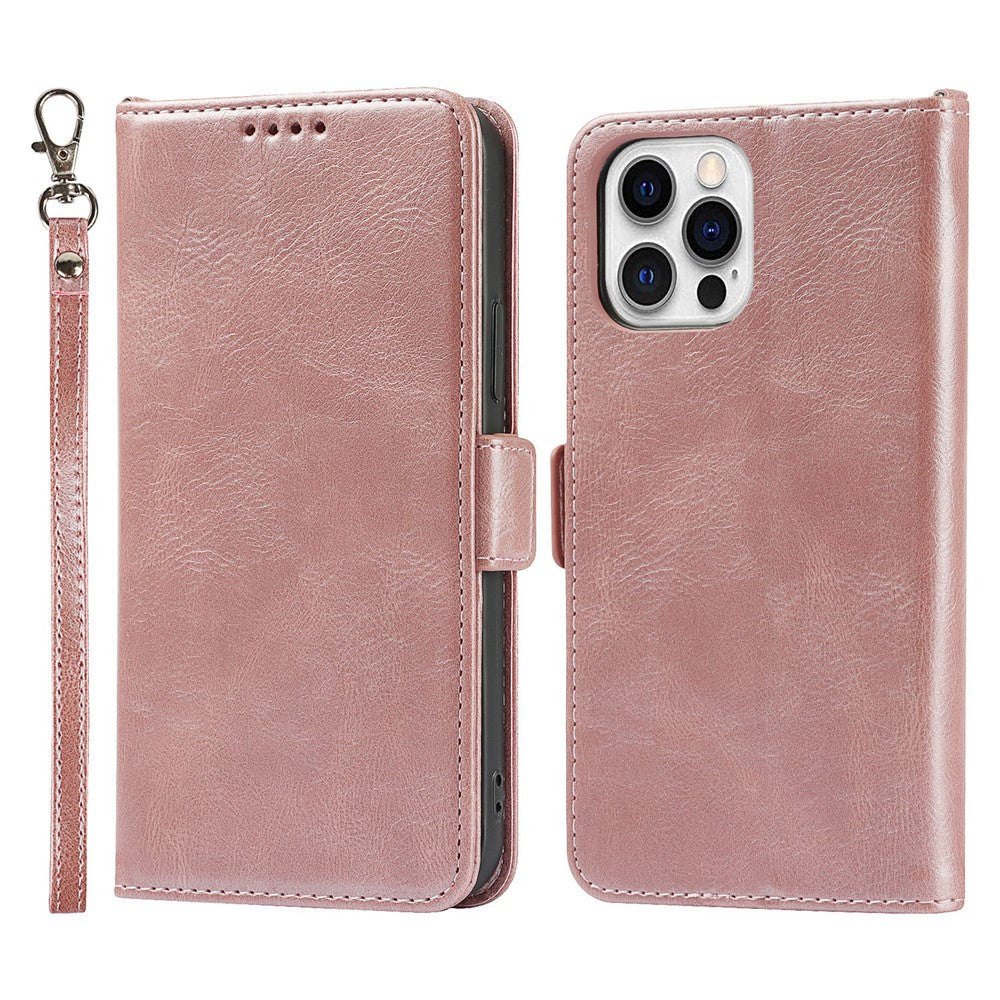 For iPhone 14 Pro Max Anti-scratch Phone Case Retro Wallet Stand Magnetic Clasp Drop Proof Flip Leather Phone Cover with Strap