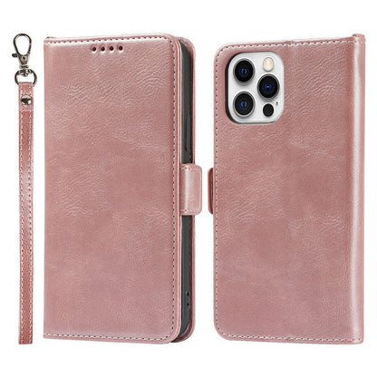 For iPhone 14 Pro Max Anti-scratch Phone Case Retro Wallet Stand Magnetic Clasp Drop Proof Flip Leather Phone Cover with Strap