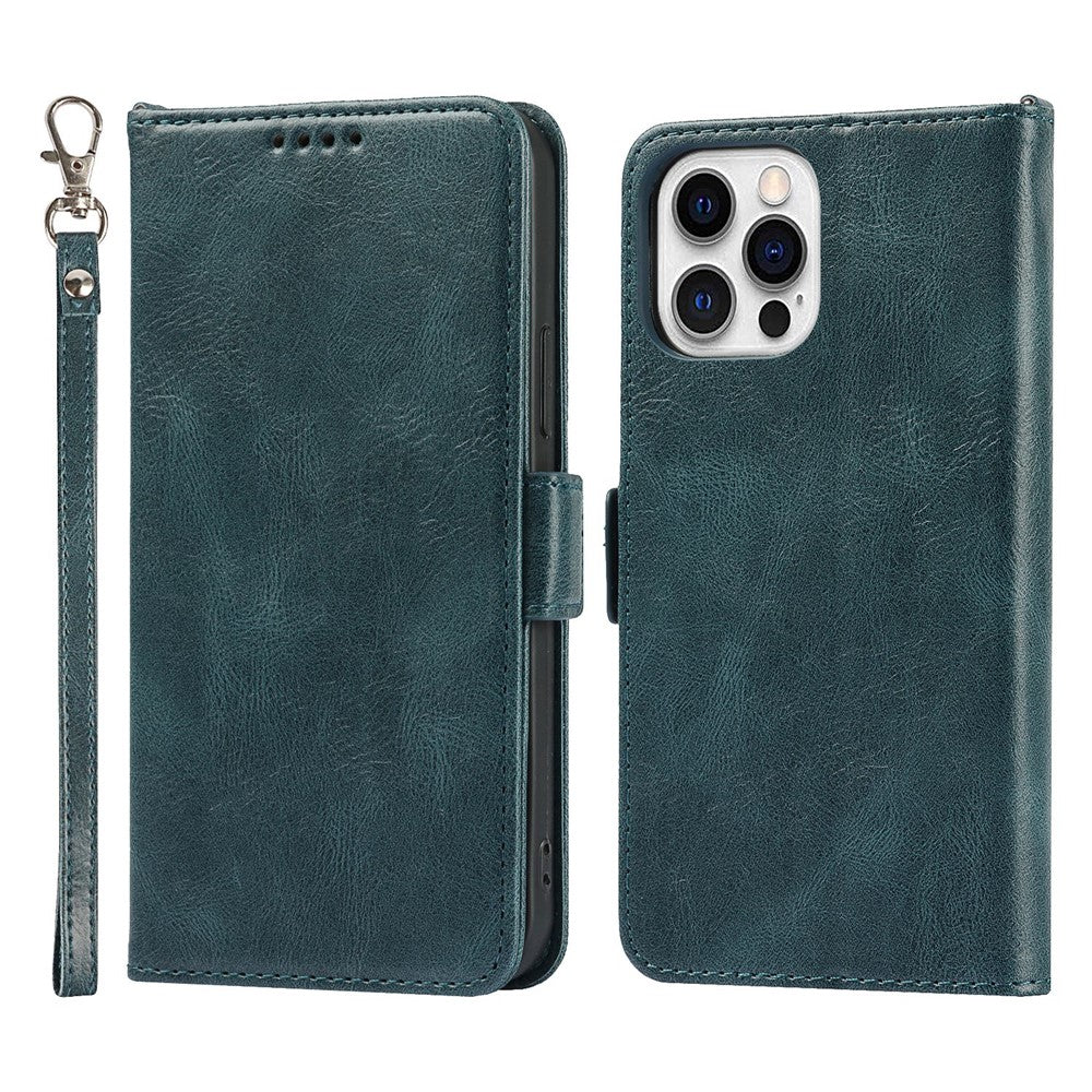 For iPhone 14 Pro Max Anti-scratch Phone Case Retro Wallet Stand Magnetic Clasp Drop Proof Flip Leather Phone Cover with Strap
