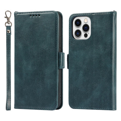 For iPhone 14 Pro Max Anti-scratch Phone Case Retro Wallet Stand Magnetic Clasp Drop Proof Flip Leather Phone Cover with Strap