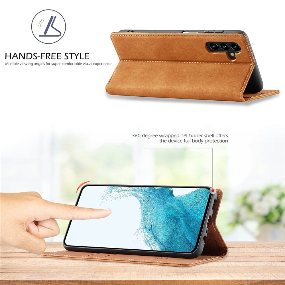 LC.IMEEKE For Samsung Galaxy S26+ Case Wallet Microfiber Leather Phone Cover