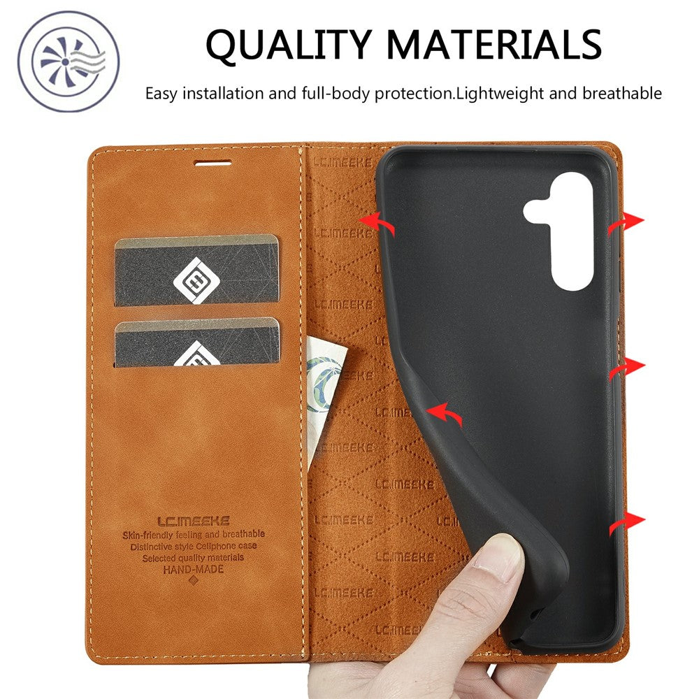 LC.IMEEKE For Samsung Galaxy S26+ Case Wallet Microfiber Leather Phone Cover