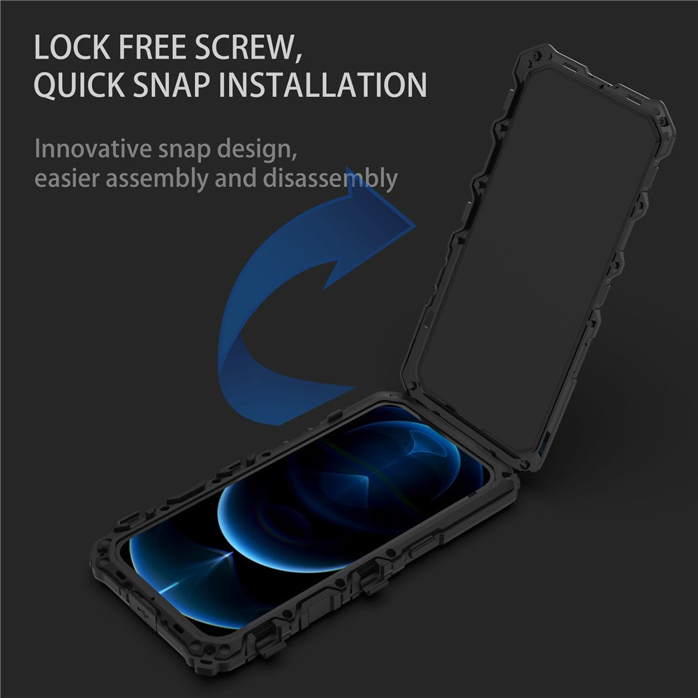 R-JUST Anti-drop Phone Case For iPhone 14 Pro Max, Silicone + Metal Scratch-resistant Cell Phone Cover Kickstand