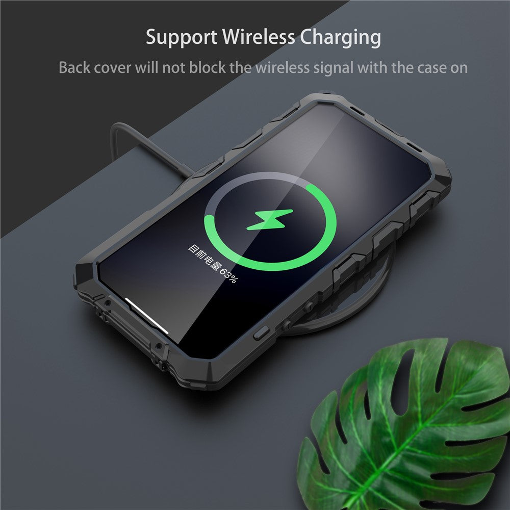 R-JUST Anti-drop Phone Case For iPhone 14 Pro Max, Silicone + Metal Scratch-resistant Cell Phone Cover Kickstand