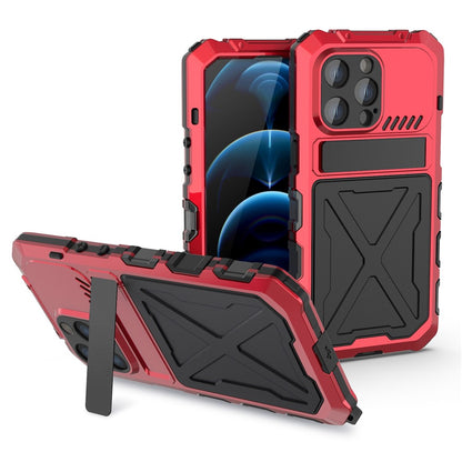 R-JUST Anti-drop Phone Case For iPhone 14 Pro Max, Silicone + Metal Scratch-resistant Cell Phone Cover Kickstand