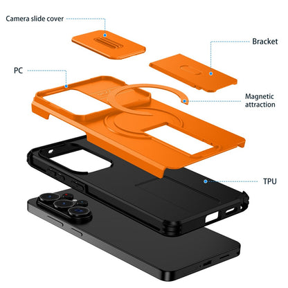 For Samsung Galaxy S26 Ultra Magnetic Case Kickstand Camera Slider PC + TPU Phone Cover