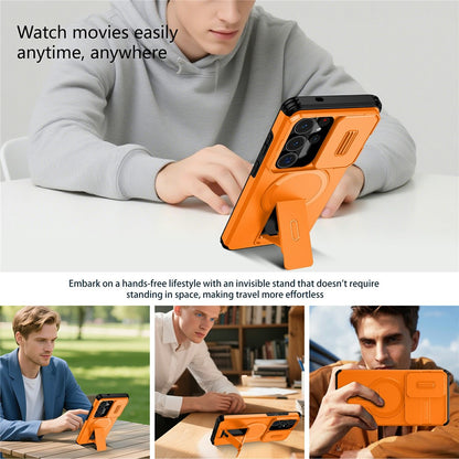 For Samsung Galaxy S26 Ultra Magnetic Case Kickstand Camera Slider PC + TPU Phone Cover