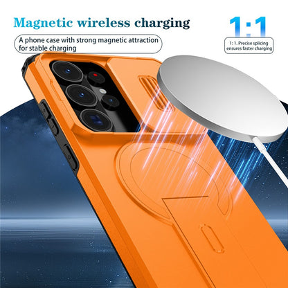For Samsung Galaxy S26 Ultra Magnetic Case Kickstand Camera Slider PC + TPU Phone Cover