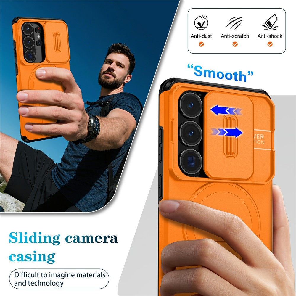 For Samsung Galaxy S26 Ultra Magnetic Case Kickstand Camera Slider PC + TPU Phone Cover