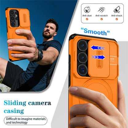 For Samsung Galaxy S26 Ultra Magnetic Case Kickstand Camera Slider PC + TPU Phone Cover