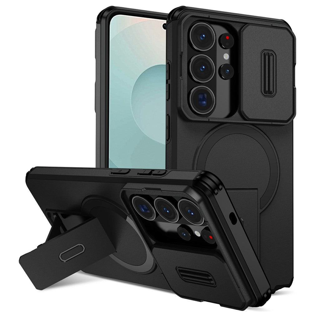 For Samsung Galaxy S26 Ultra Magnetic Case Kickstand Camera Slider PC + TPU Phone Cover
