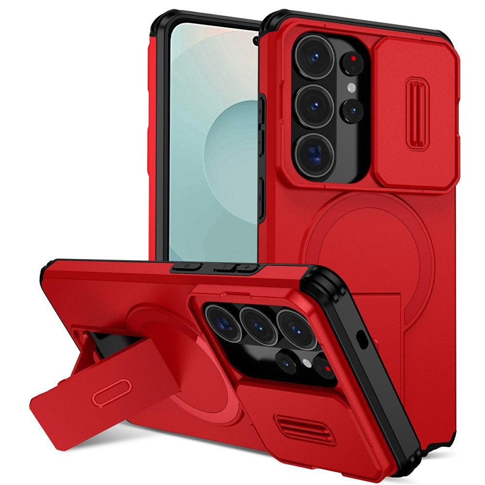 For Samsung Galaxy S26 Ultra Magnetic Case Kickstand Camera Slider PC + TPU Phone Cover