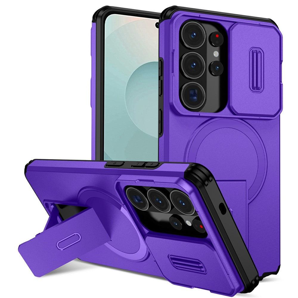 For Samsung Galaxy S26 Ultra Magnetic Case Kickstand Camera Slider PC + TPU Phone Cover