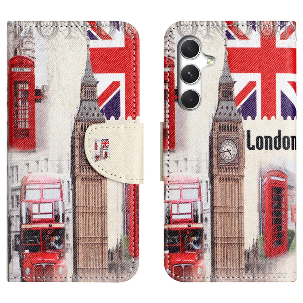 For Samsung Galaxy S26+ Case Pattern Printing Cross Texture Leather Phone Cover
