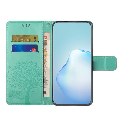 For Samsung Galaxy S26+ Case PU Leather Owl Tree Imprinted Wallet Phone Cover with Strap