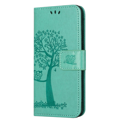 For Samsung Galaxy S26+ Case PU Leather Owl Tree Imprinted Wallet Phone Cover with Strap